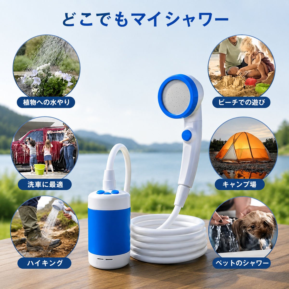 Outdoor™ポータブル電動シャワー