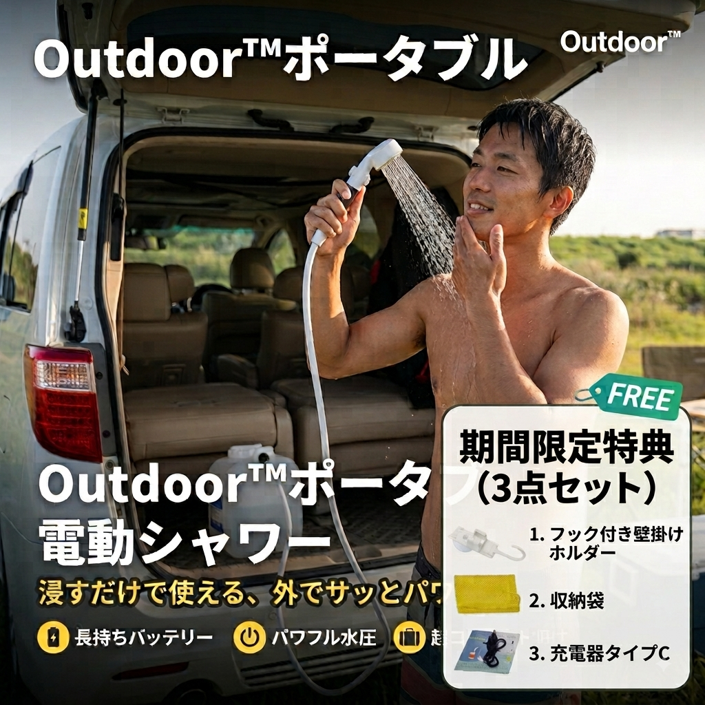 Outdoor™ポータブル電動シャワー
