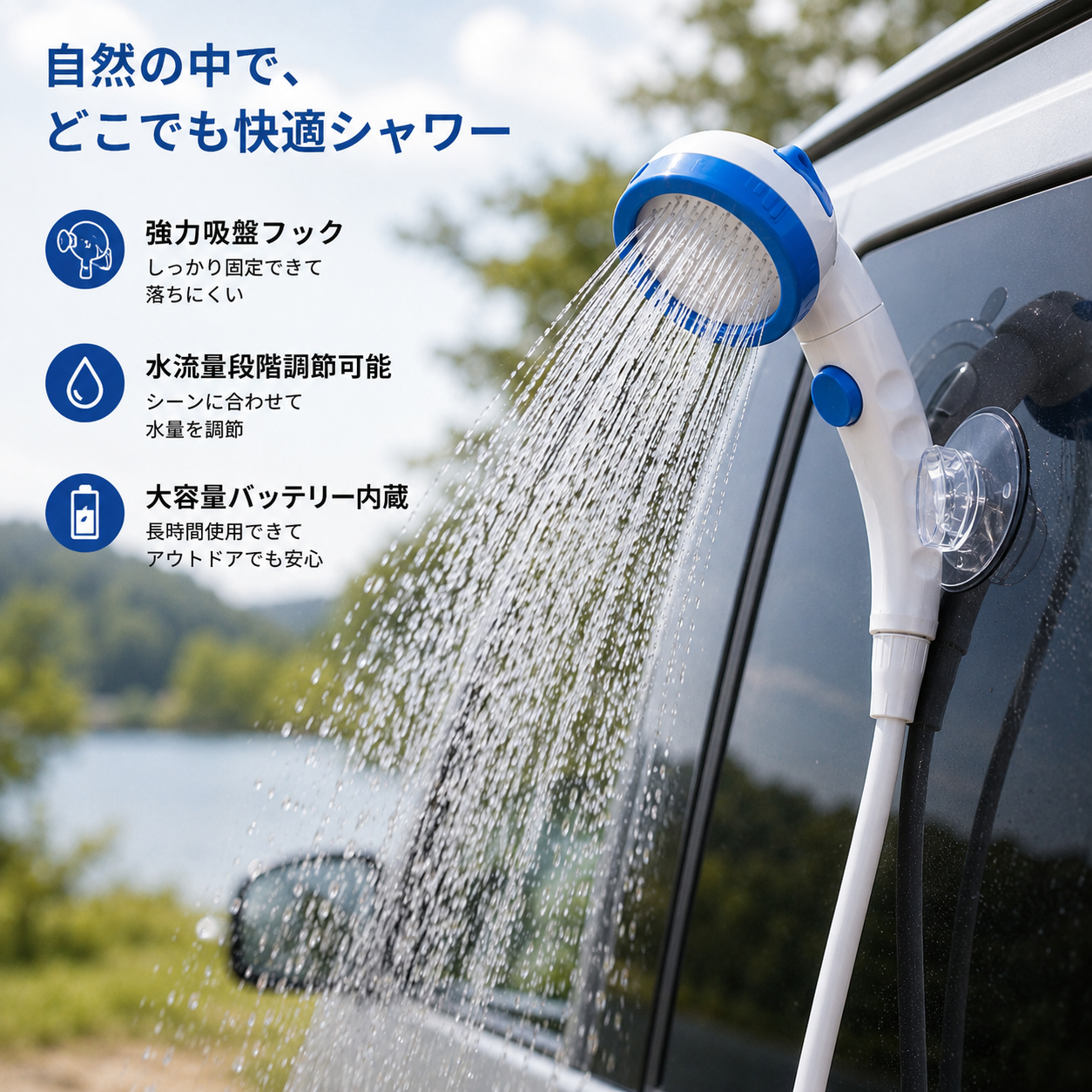 Outdoor™ポータブル電動シャワー
