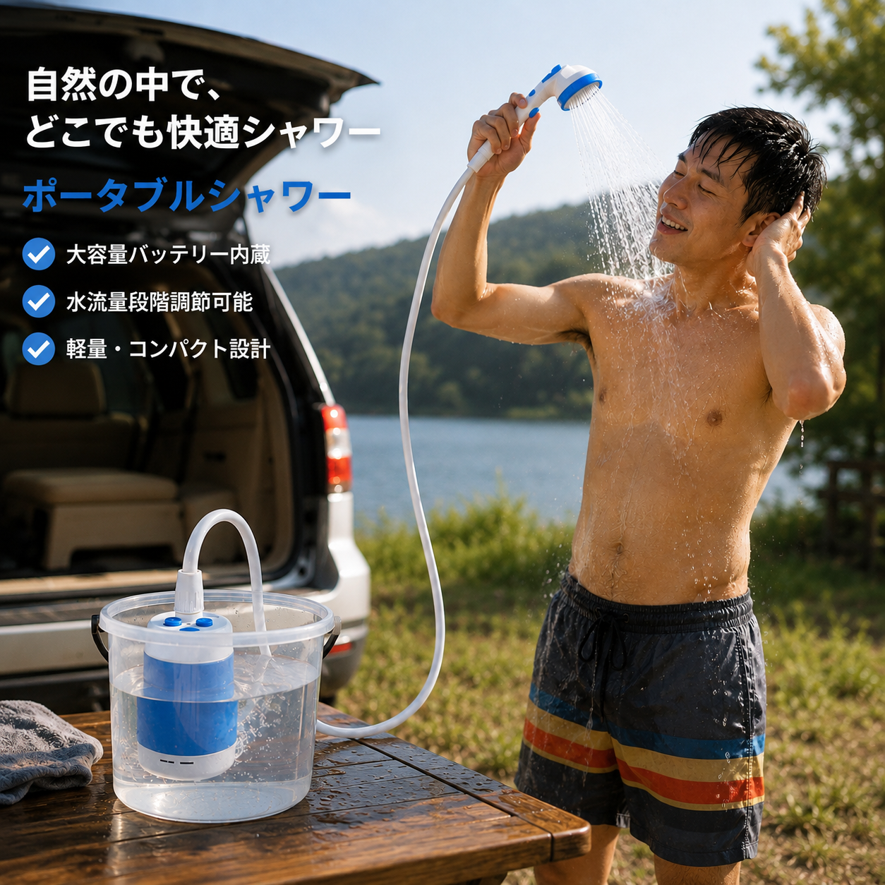 Outdoor™ポータブル電動シャワー